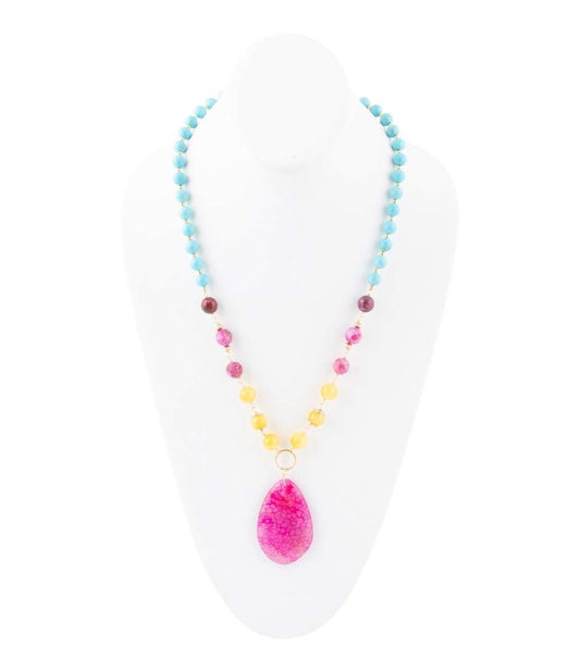 St. Augustine Pink Agate Golden Pendant Necklace - Barse Jewelry - Flyclothing LLC