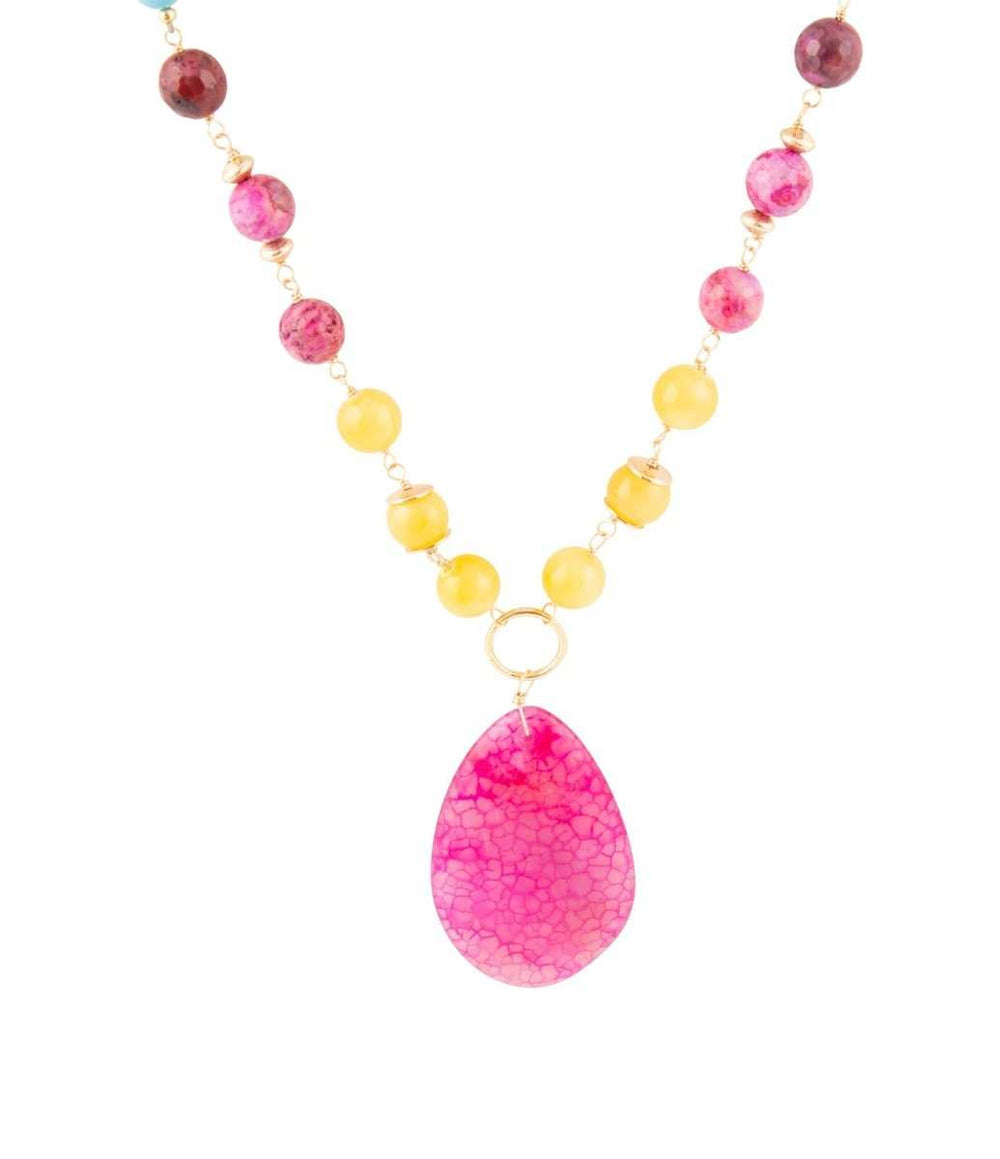 St. Augustine Pink Agate Golden Pendant Necklace - Barse Jewelry - Flyclothing LLC
