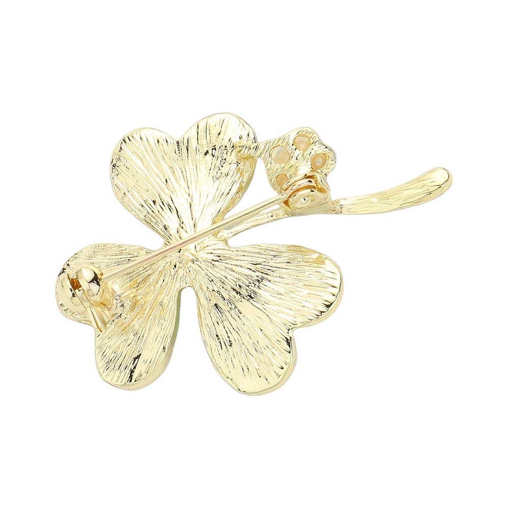 St Patrick's Day Clover Pearl Pin Brooch Green Clover Brooch Pin - Madeline Love - Flyclothing LLC