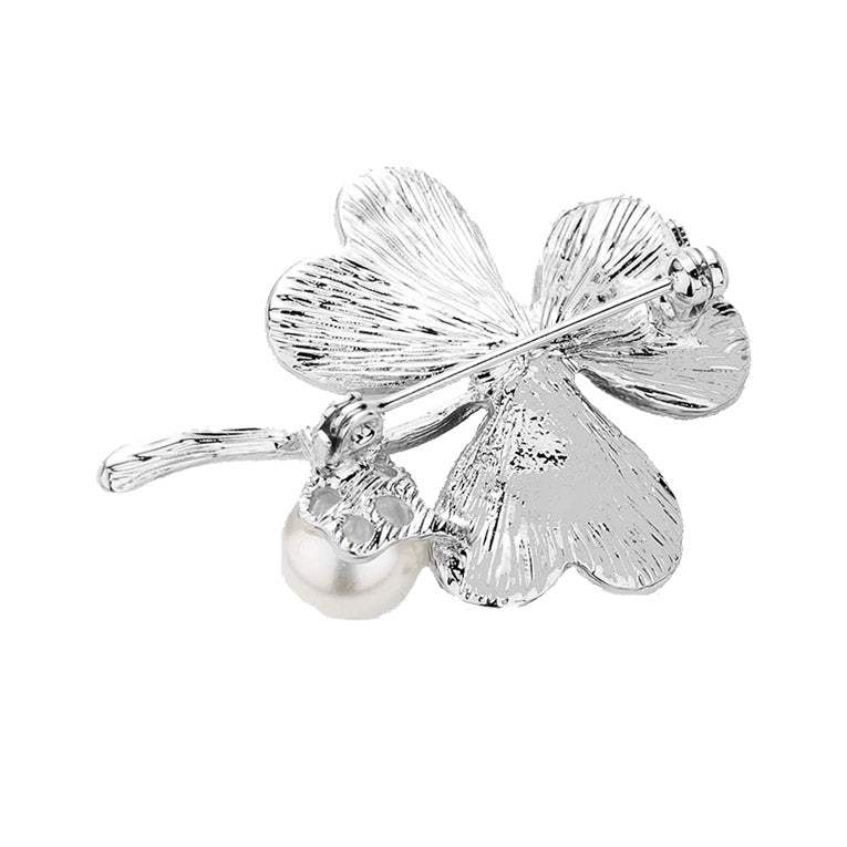 St Patrick's Day Clover Pearl Pin Brooch Green Clover Brooch Pin - Madeline Love - Flyclothing LLC