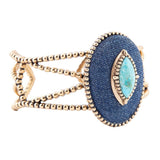 Stacked Blue Turquoise and Denim Golden Cuff Bracelet - Barse Jewelry