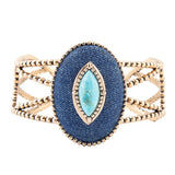 Stacked Blue Turquoise and Denim Golden Cuff Bracelet - Barse Jewelry
