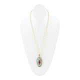 Stacked Stone Blue and Purple Turquoise Golden Pendant Chain Necklace - Barse Jewelry