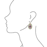Stacked Stone Blue and Purple Turquoise Golden Drop Earrings - Barse Jewelry