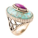 Stacked Stone Blue and Purple Turquoise Golden Ring - Barse Jewelry - Flyclothing LLC