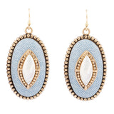 Blue Denim Dreams White Mother of Pearl Golden Drop Earrings - Barse Jewelry