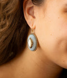 Blue Denim Dreams White Mother of Pearl Golden Drop Earrings - Barse Jewelry