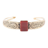 Stamped Orange Carnelian Golden Cuff Bracelet - Barse Jewelry - Flyclothing LLC