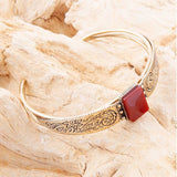 Stamped Orange Carnelian Golden Cuff Bracelet - Barse Jewelry - Flyclothing LLC