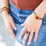 Stamped Orange Carnelian Golden Cuff Bracelet - Barse Jewelry - Flyclothing LLC