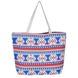 Star Stripe Aztec Print Beach Tote Bag Beach Bag - Madeline Love - Flyclothing LLC