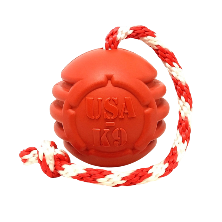 USA-K9 Stars and Stripes Rubber Dog Toy | K9 Handler Reward Toy | Red | USA Made - SodaPup/True Dogs, LLC - Flyclothing LLC