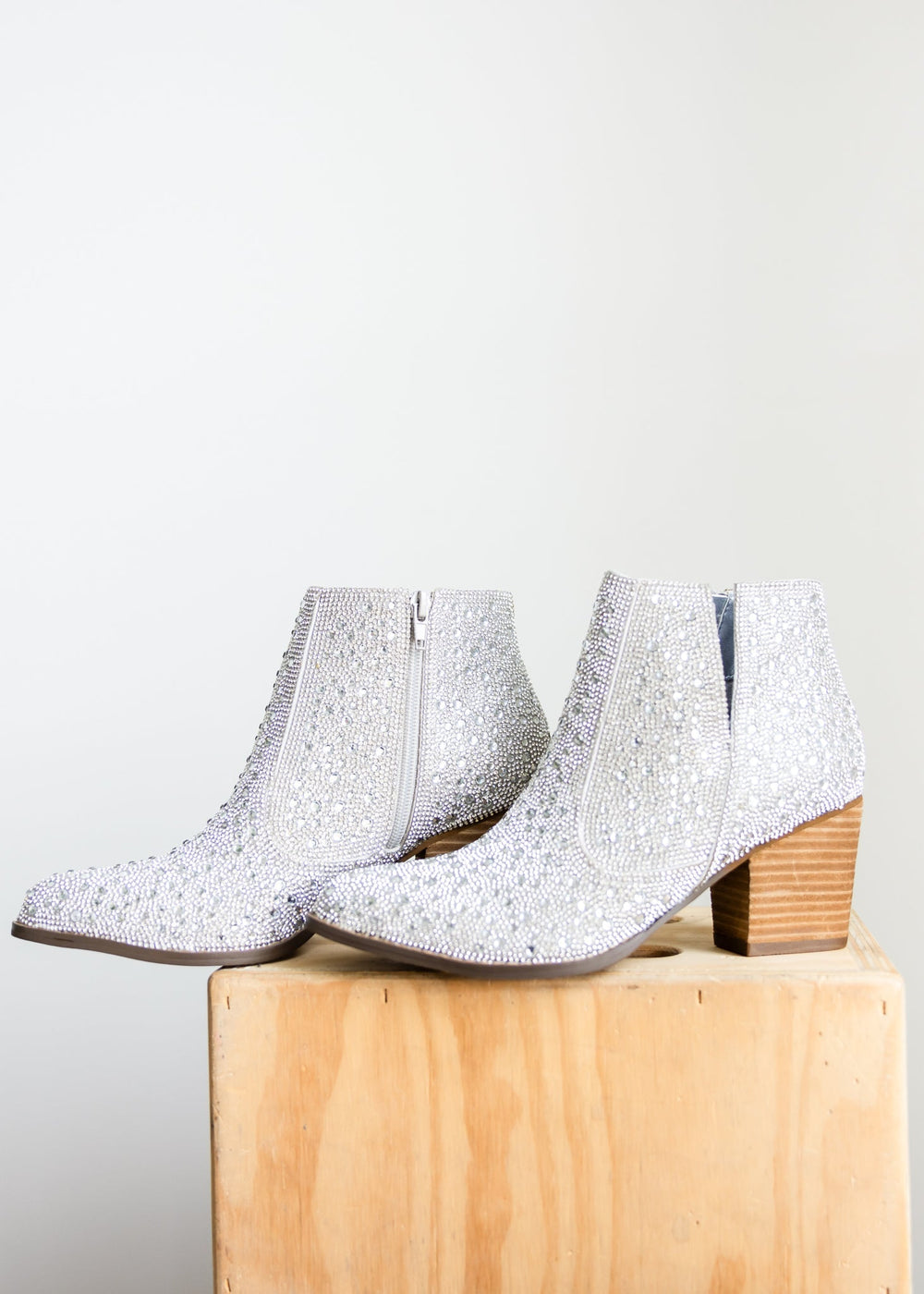 Shine Star Rhinestone Bootie in Silver - Naughty Monkey
