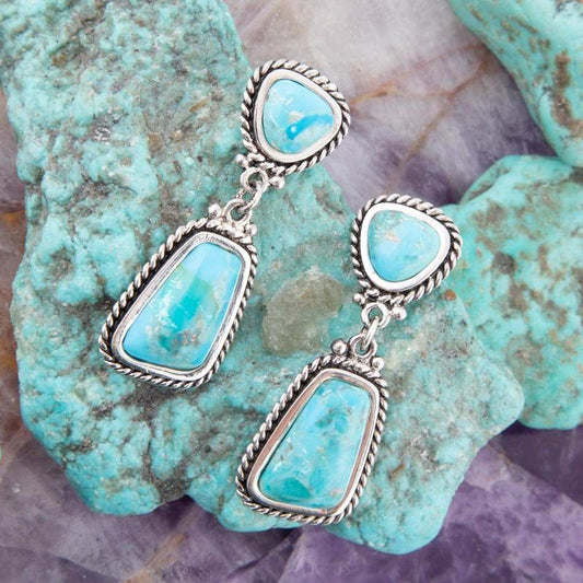 Statement Turquoise and Sterling Silver Roped Earrings - Barse Jewelry - Flyclothing LLC