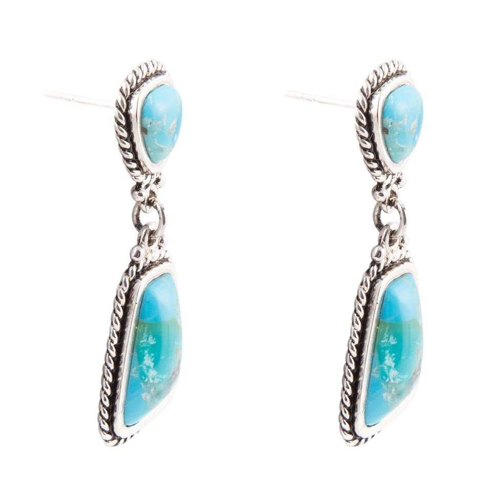Statement Turquoise and Sterling Silver Roped Earrings - Barse Jewelry - Flyclothing LLC