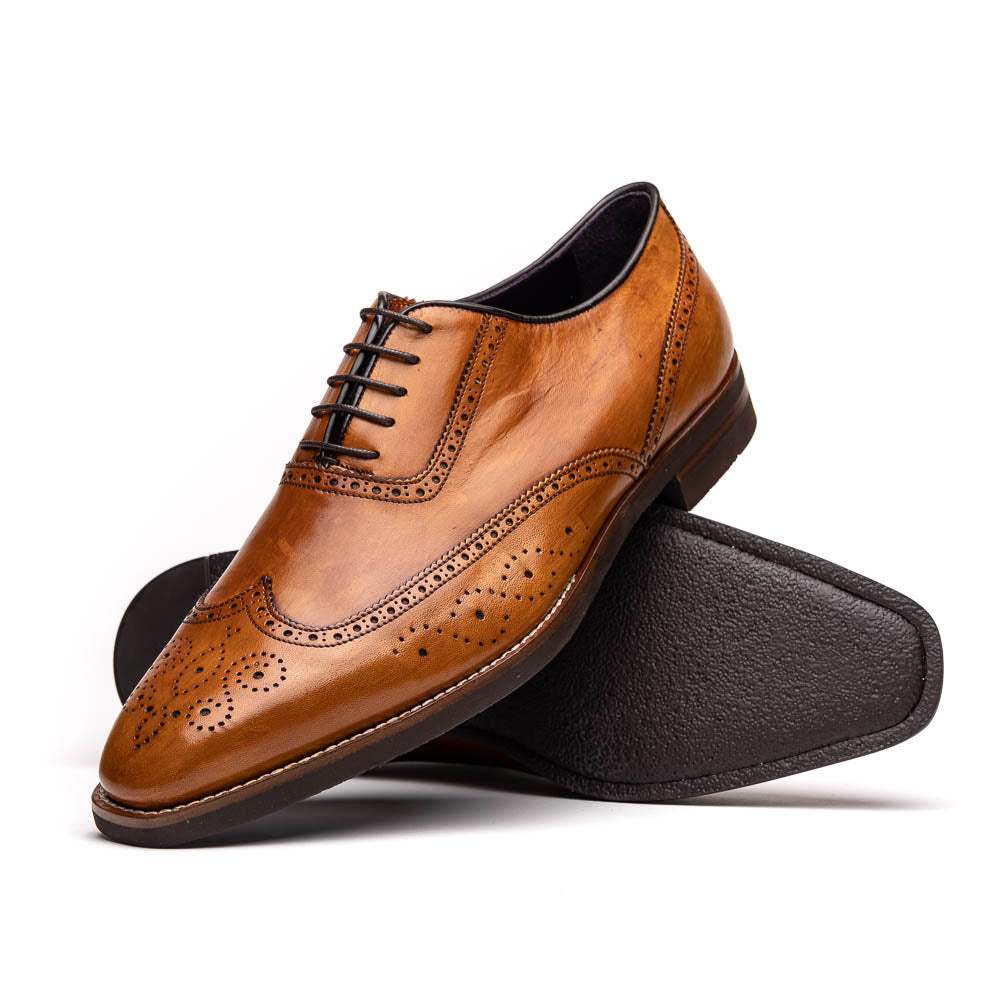 25-562-CML STEPHANO Wingtip Oxford Camel - Zelli Italia - Flyclothing LLC