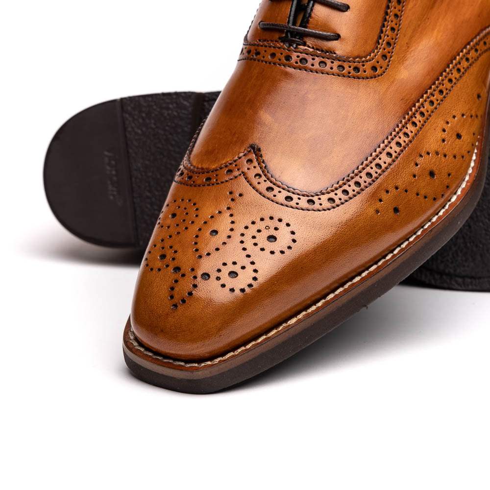 25-562-CML STEPHANO Wingtip Oxford Camel - Zelli Italia - Flyclothing LLC