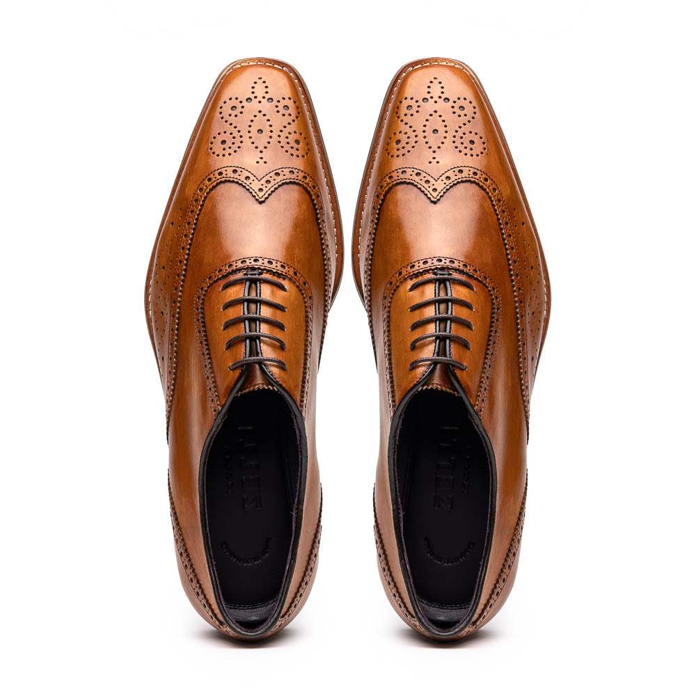 25-562-CML STEPHANO Wingtip Oxford Camel - Zelli Italia - Flyclothing LLC