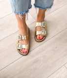 Stellar Rhinestone Buckle Slides in Gold - Naughty Monkey - Flyclothing LLC