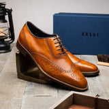 25-562-CML STEPHANO Wingtip Oxford Camel - Zelli Italia - Flyclothing LLC