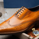 25-562-CML STEPHANO Wingtip Oxford Camel - Zelli Italia - Flyclothing LLC