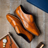 25-562-CML STEPHANO Wingtip Oxford Camel - Zelli Italia - Flyclothing LLC