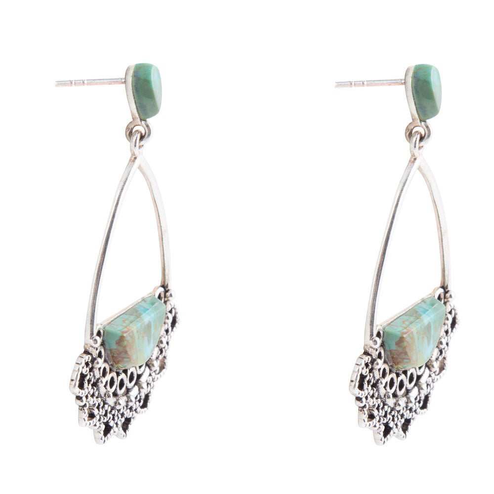 Sterling Silver Lace and Turquoise Earrings - Barse Jewelry - Flyclothing LLC