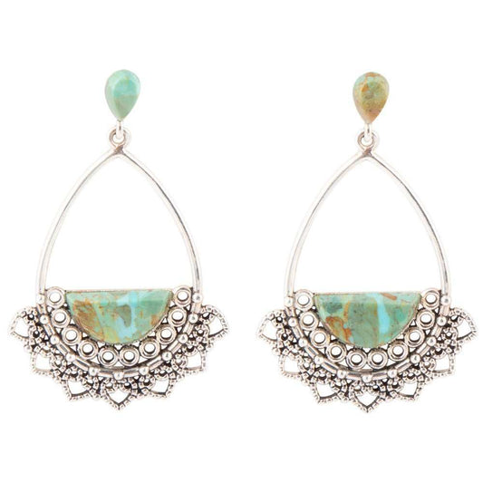 Sterling Silver Lace and Turquoise Earrings - Barse Jewelry - Flyclothing LLC