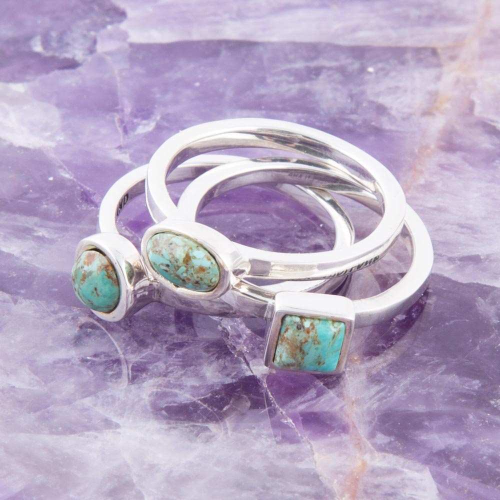 Sterling Silver Blue Turquoise Stackable Ring - Barse Jewelry - Flyclothing LLC