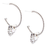 Sterling Silver Engraved Heart Hoop Earrings - Barse Jewelry