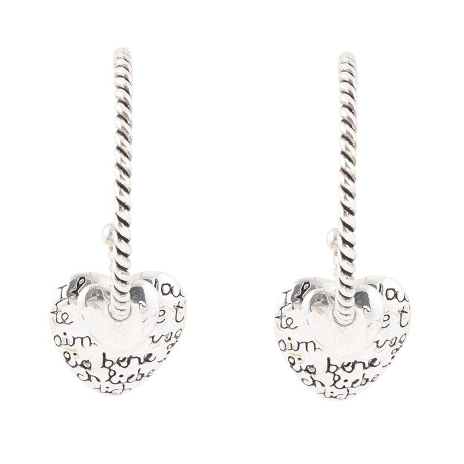 Sterling Silver Engraved Heart Hoop Earrings - Barse Jewelry