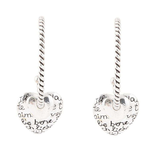 Sterling Silver Engraved Heart Hoop Earrings - Barse Jewelry - Flyclothing LLC