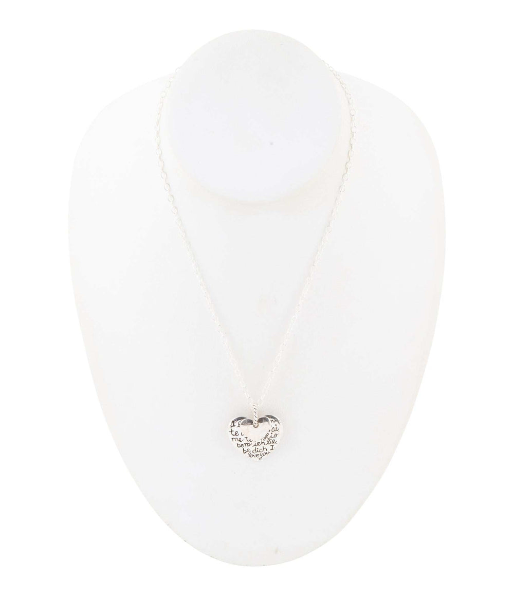 Sterling Silver Engraved Heart Pendant Neckalce - Barse Jewelry - Flyclothing LLC