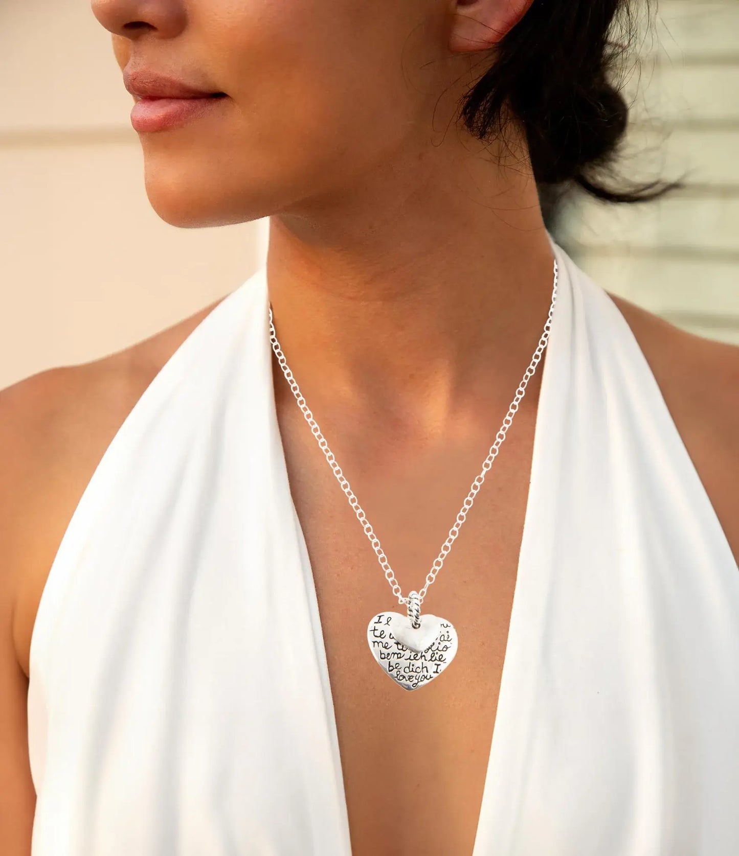 Sterling Silver Engraved Heart Pendant Neckalce - Barse Jewelry - Flyclothing LLC