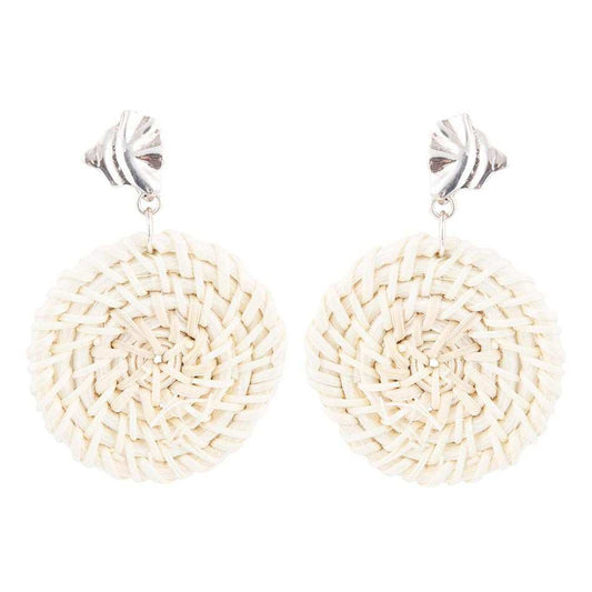 Sterling Silver Tan Rattan Statement Earrings - Barse Jewelry - Flyclothing LLC