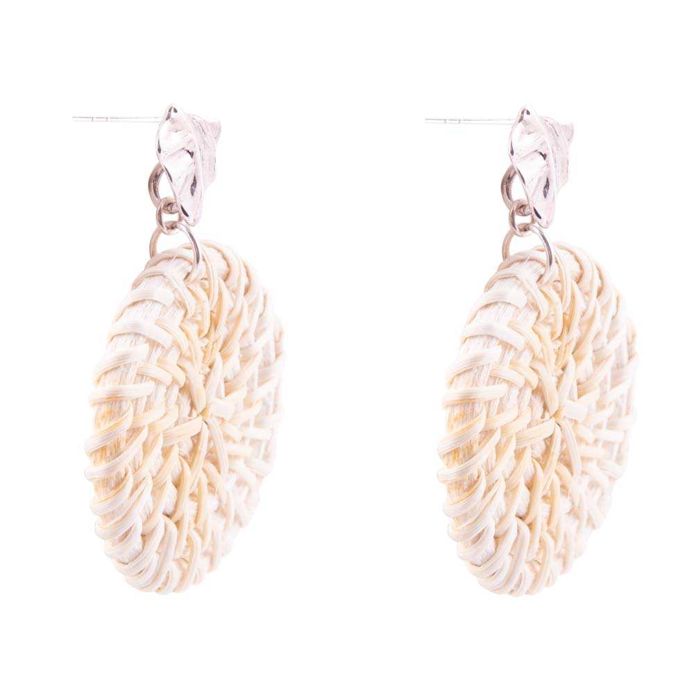 Sterling Silver Tan Rattan Statement Earrings - Barse Jewelry - Flyclothing LLC