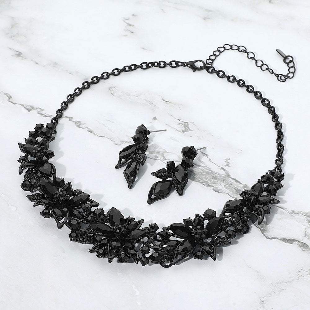 Stone Embellished Flower Collar Evening Necklace - Madeline Love - Flyclothing LLC