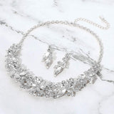 Stone Embellished Flower Collar Evening Necklace - Madeline Love - Flyclothing LLC