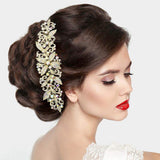 Stone Embellished Leaf Cluster Hair Comb - Madeline Love - Flyclothing LLC