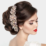 Stone Embellished Leaf Cluster Hair Comb - Madeline Love - Flyclothing LLC