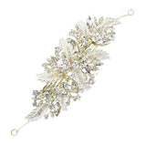 Stone Embellished Leaf Cluster Hair Comb - Madeline Love - Flyclothing LLC