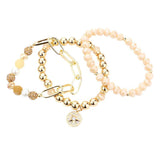 Stone Embellished North Star Charm Beaded Stretch Bracelets - Madeline Love - Flyclothing LLC