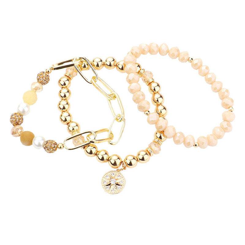 Stone Embellished North Star Charm Beaded Stretch Bracelets - Madeline Love - Flyclothing LLC