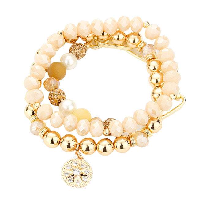 Stone Embellished North Star Charm Beaded Stretch Bracelets - Madeline Love - Flyclothing LLC