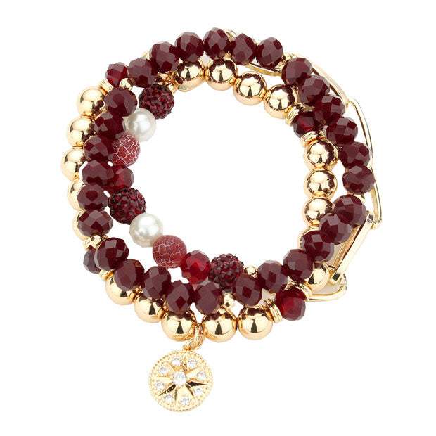 Stone Embellished North Star Charm Beaded Stretch Bracelets - Madeline Love - Flyclothing LLC