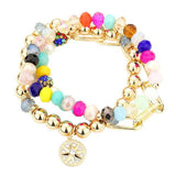 Stone Embellished North Star Charm Beaded Stretch Bracelets - Madeline Love - Flyclothing LLC