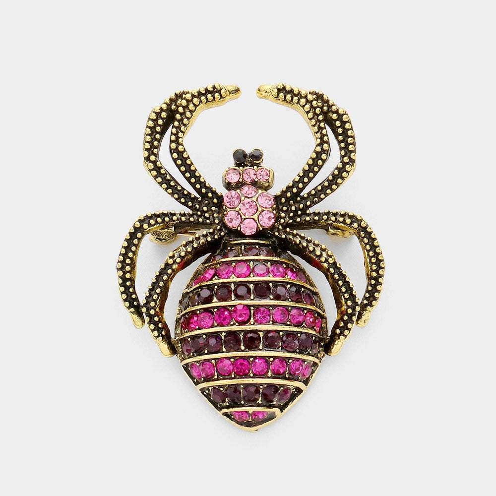 Stone Embellished Spider Pin Brooch - Madeline Love - Flyclothing LLC