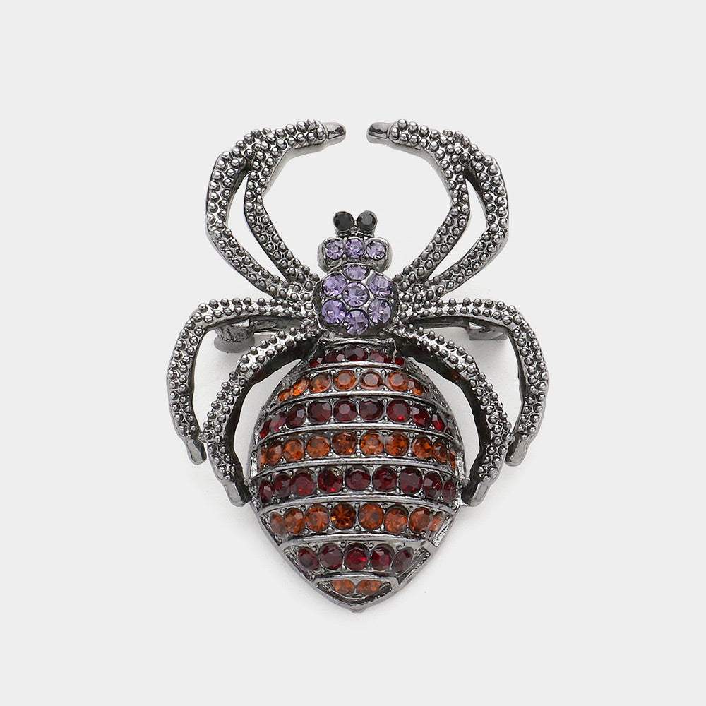 Stone Embellished Spider Pin Brooch - Madeline Love - Flyclothing LLC
