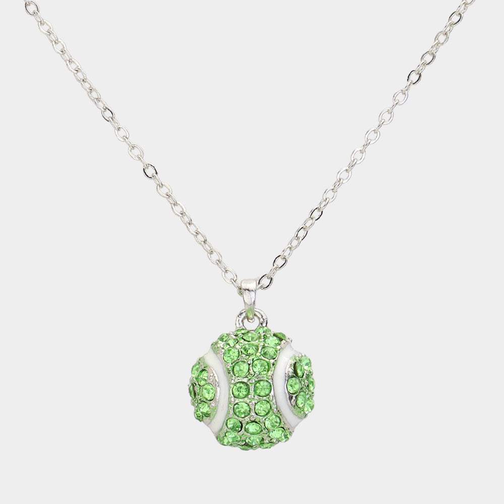 Stone Paved Baseball Pendant Necklace - Madeline Love - Flyclothing LLC