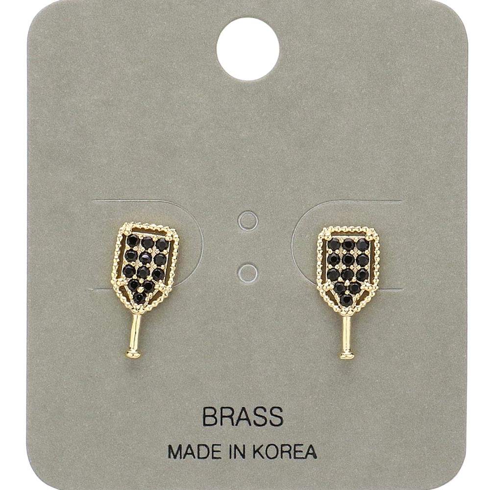 Stone Paved Pickleball Paddle Stud Earrings - Madeline Love - Flyclothing LLC